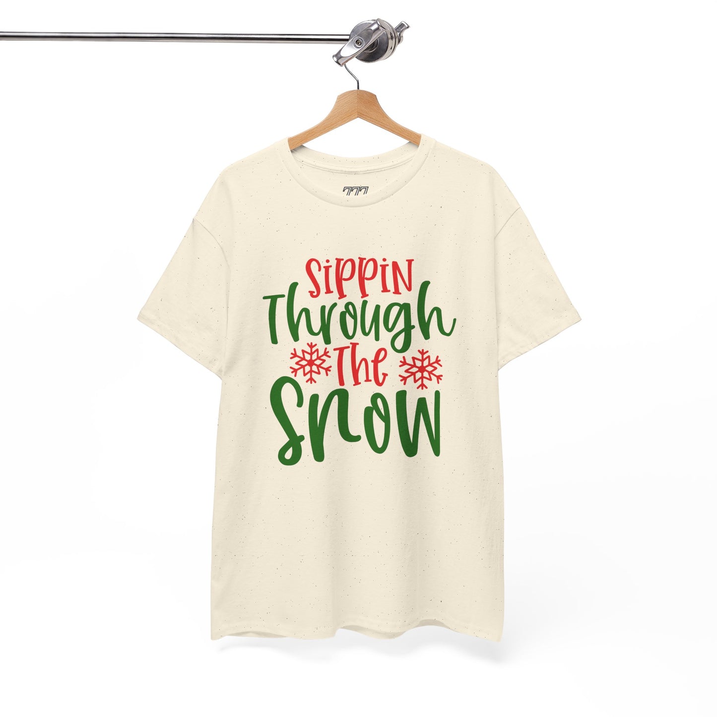 Sippin’ Through The Snow T-Shirt – Festive Holiday Beverage Unisex Heavy Cotton Tee