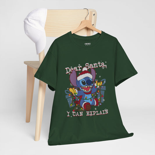 Dear Santa I Can Explain T-Shirt – Funny Christmas Alien Unisex Heavy Cotton Tee