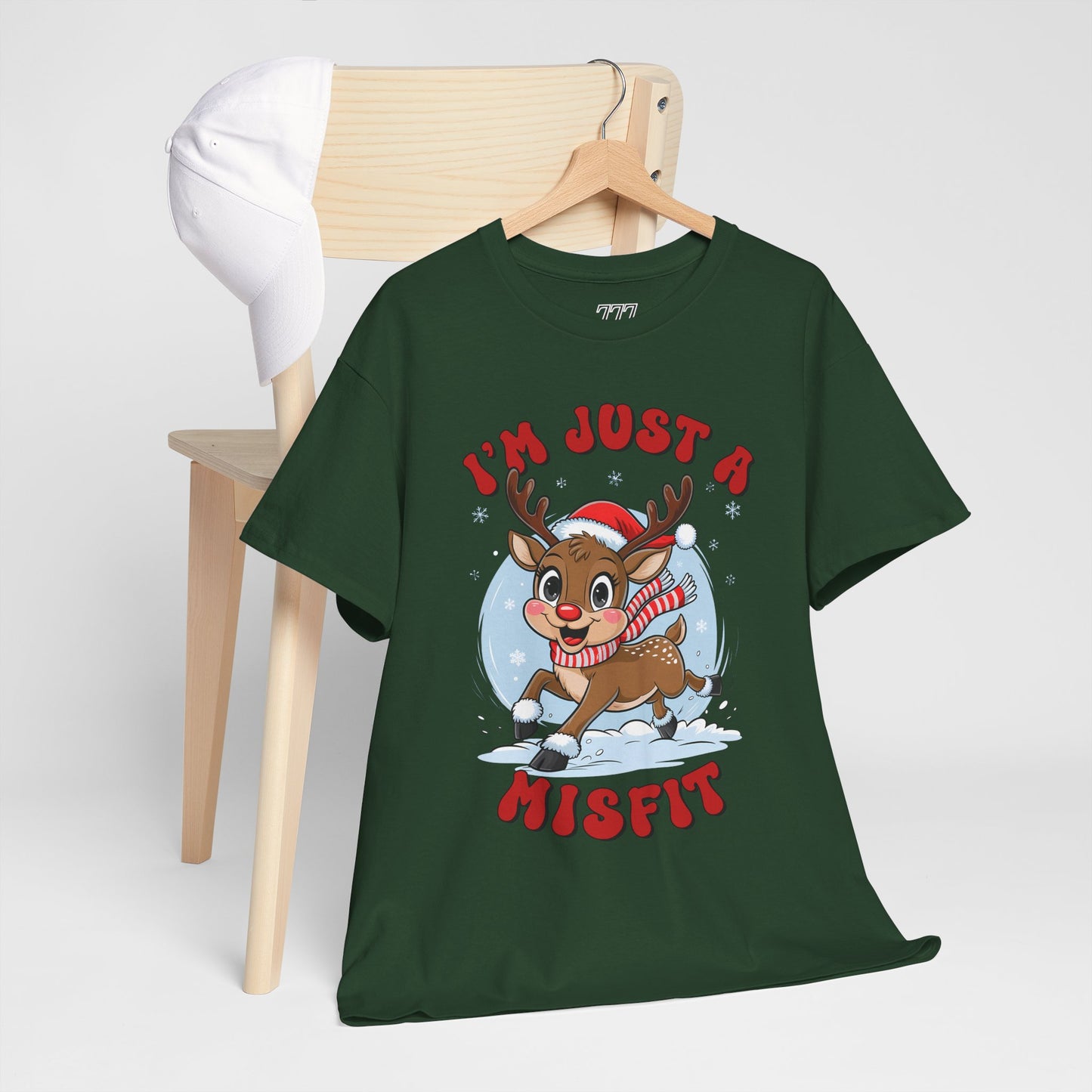 I’m Just a Misfit Unisex Heavy Cotton T-Shirt – Cute Christmas Reindeer Holiday Tee