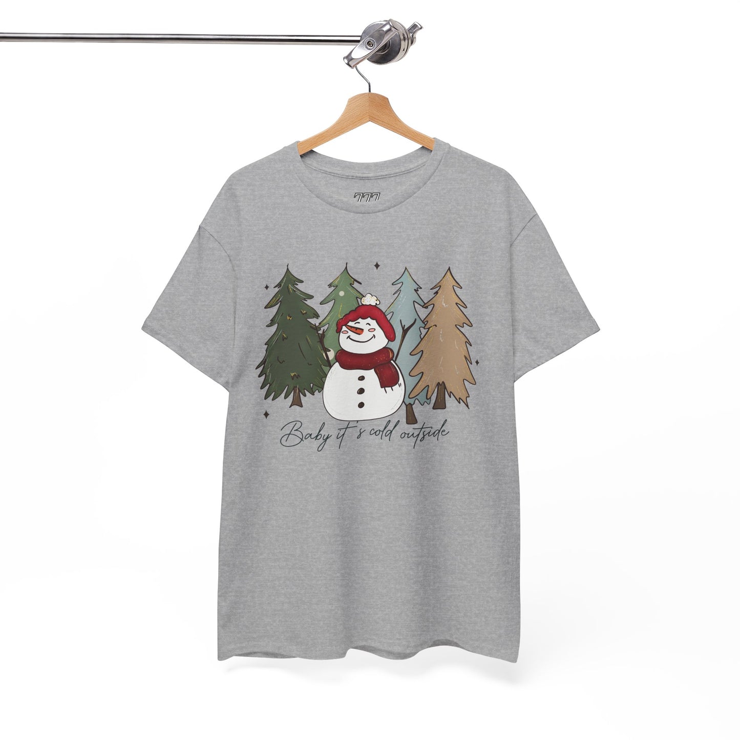 Baby It’s Cold Outside Snowman Christmas Tee – Cozy Winter Aesthetic Holiday Unisex Heavy Cotton T-Shirt