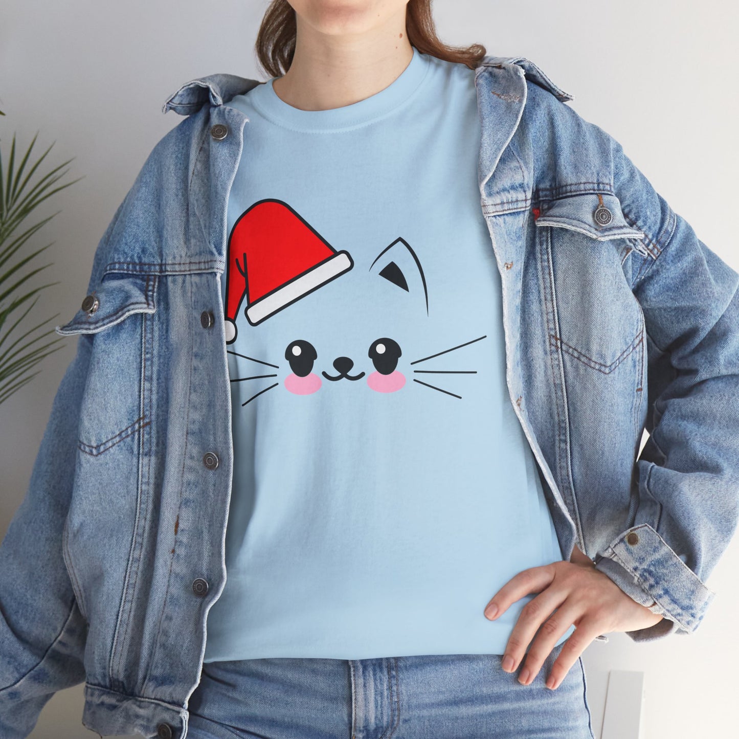 Cat Santa Christmas T-Shirt – Cute Kawaii Cat Holiday Tee (Unisex)