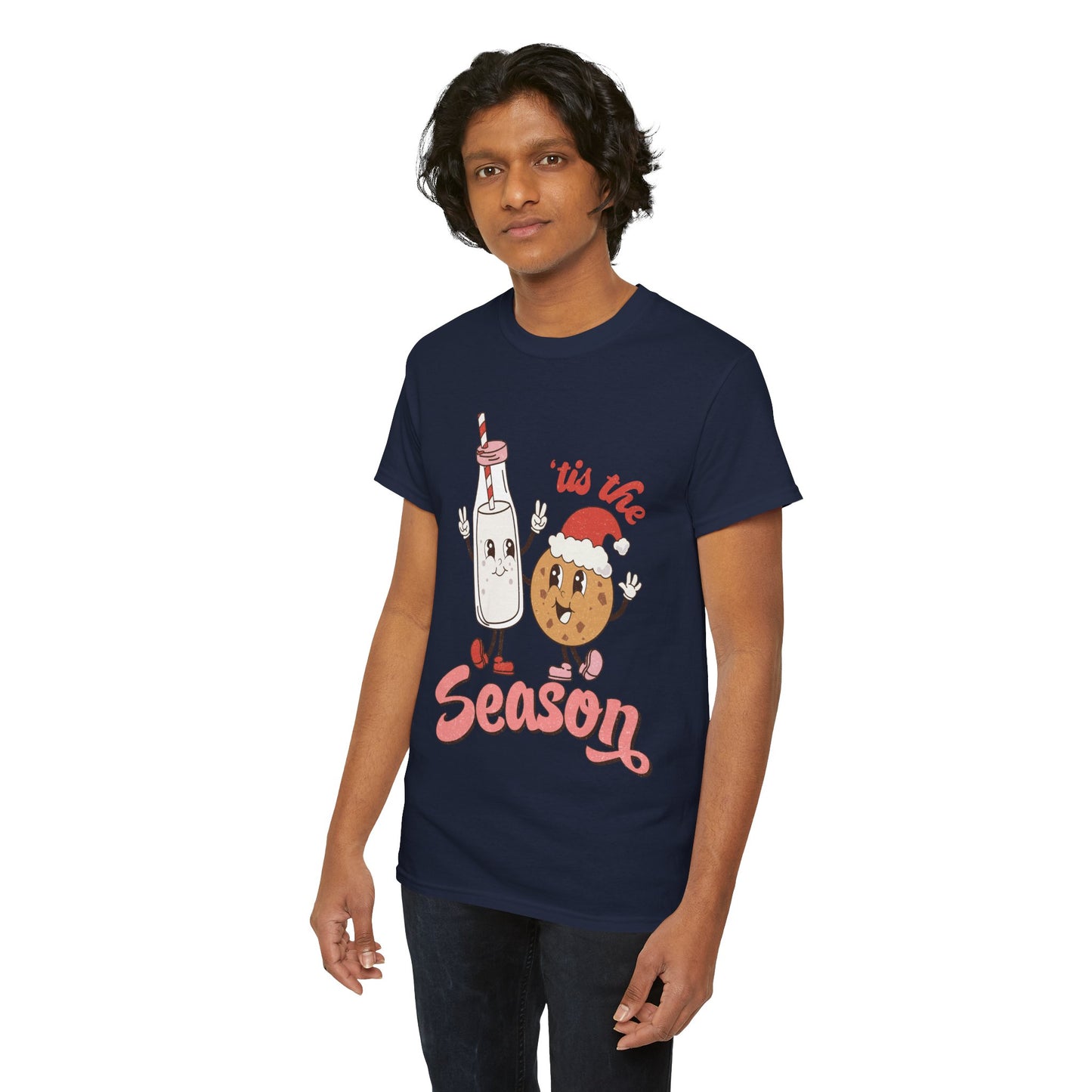 Tis The Season Milk & Cookie Christmas Unisex Heavy Cotton T-Shirt