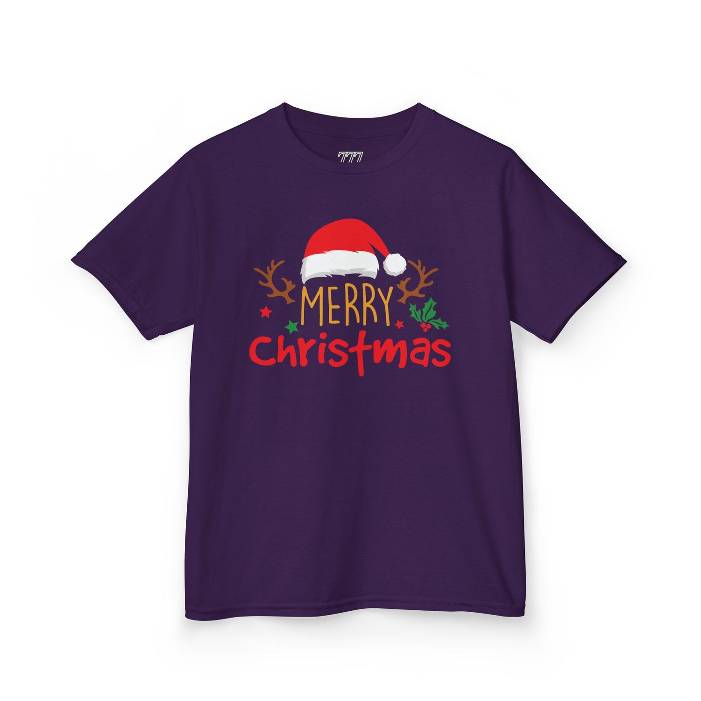 Merry Christmas Reindeer Kids T-Shirt – Cute Holiday Santa Hat Xmas Graphic Tee