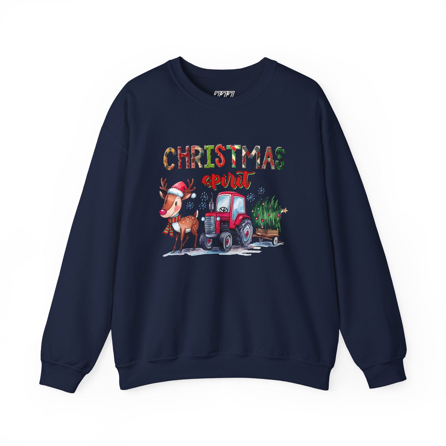 Christmas Spirit Unisex Heavy Blend Crewneck Sweatshirt – Cute Reindeer & Red Tractor Holiday Sweater