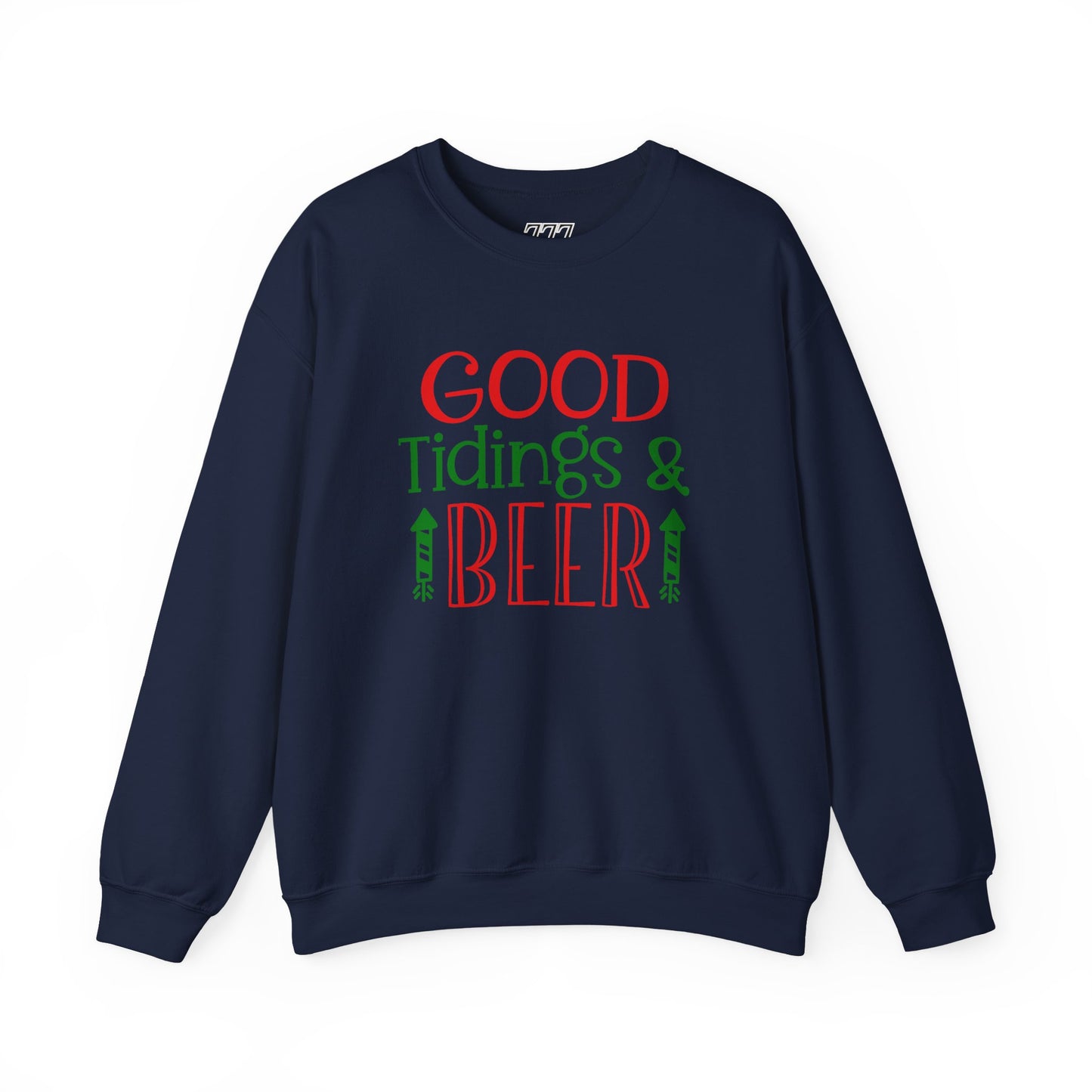 Good Tidings & Beer Sweatshirt – Funny Christmas Drinking Unisex Heavy Blend Crewneck