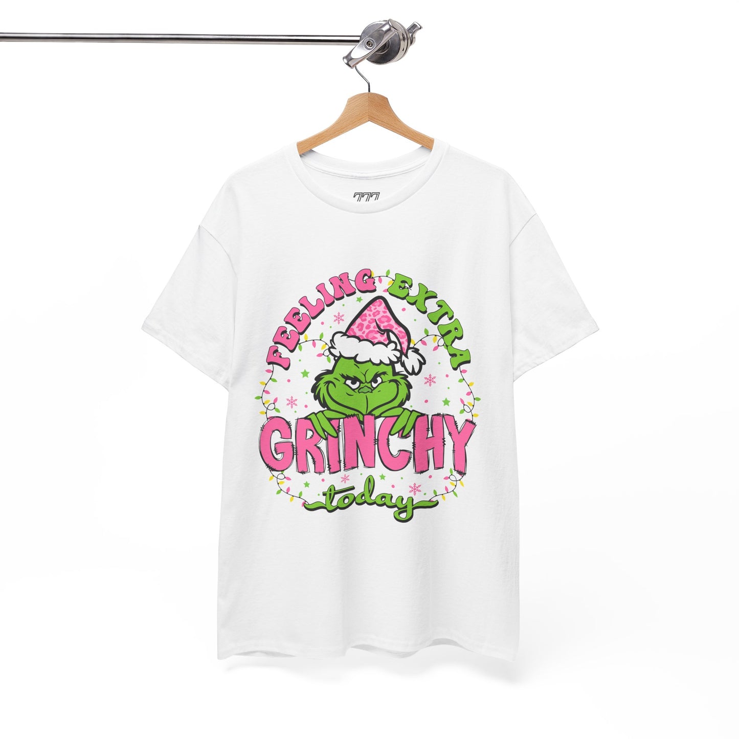 Feeling Extra Grinchy Today Funny Christmas Grinch-Inspired Holiday Tee – Pink Santa Festive Unisex Heavy Cotton T-Shirt