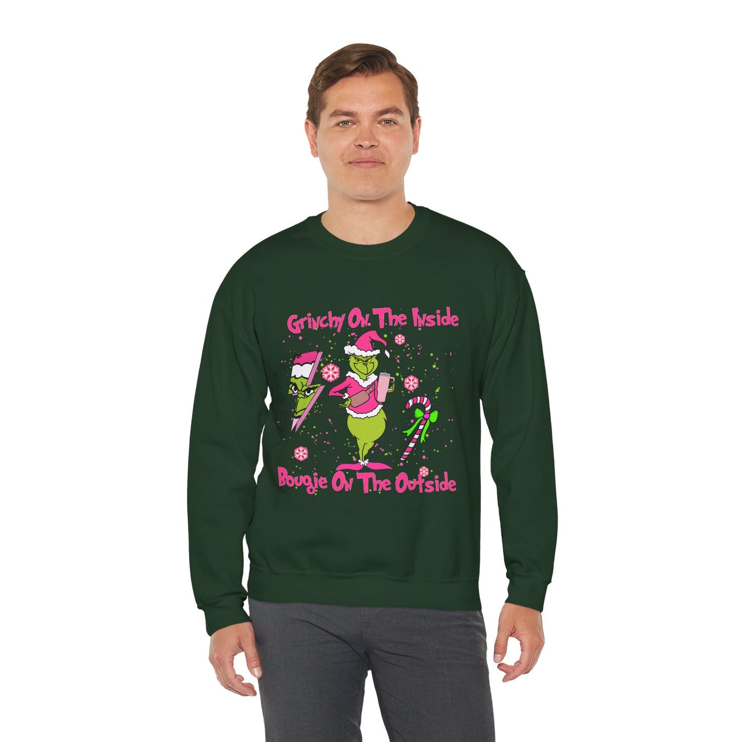 Grinchy On The Inside, Bougie On The Outside Unisex Heavy Blend Crewneck Sweatshirt