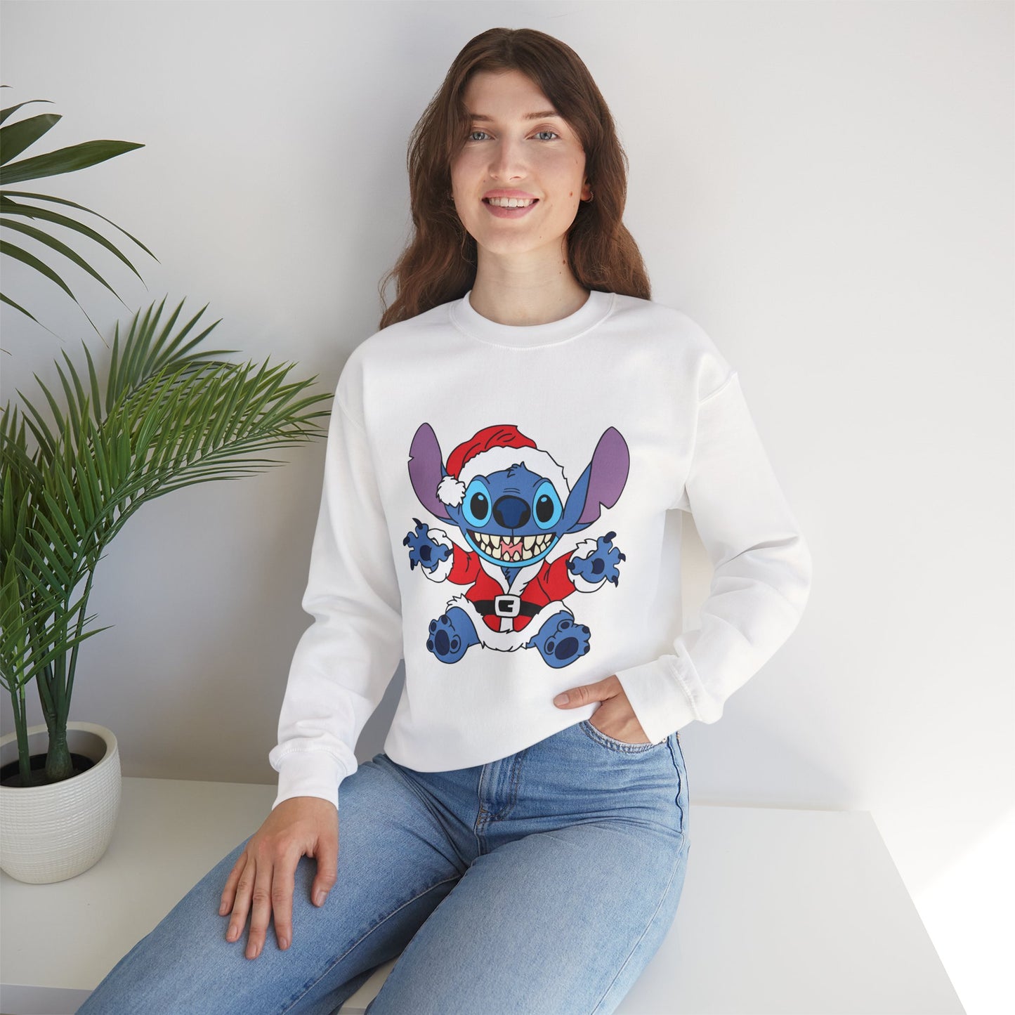Alien Santa Christmas Crewneck – Cozy Blue Alien Holiday Sweatshirt (Unisex)