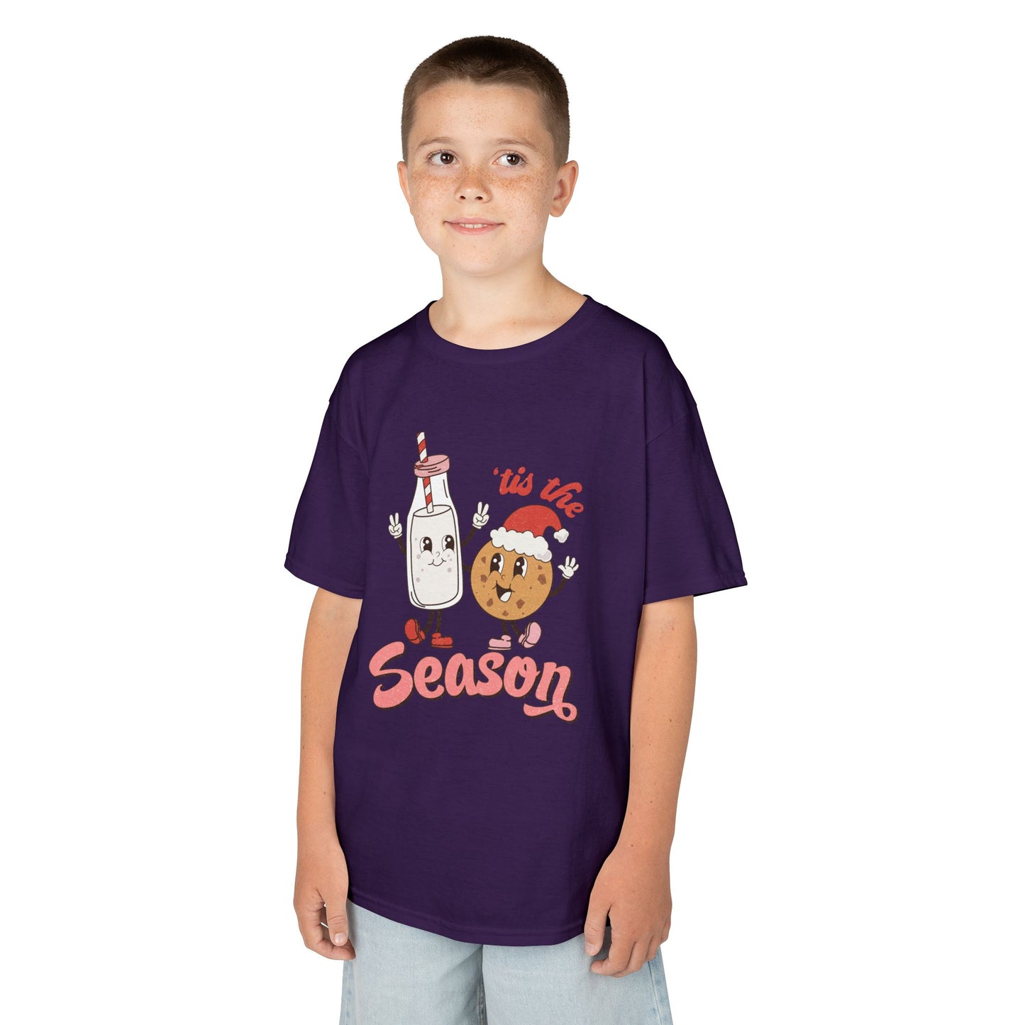 Tis The Season Kids Christmas T-Shirt – Cute Milk & Cookie Holiday Tee