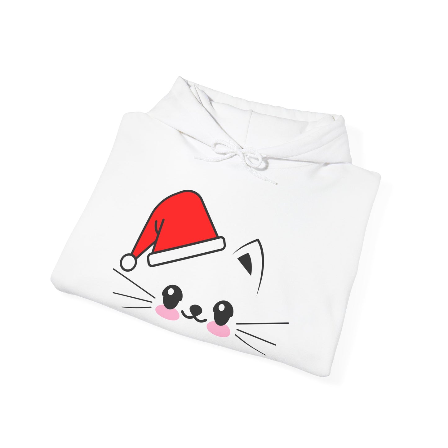 Cat Santa Christmas Hoodie – Cute Kawaii Cat Holiday Hooded Sweatshirt (Unisex)