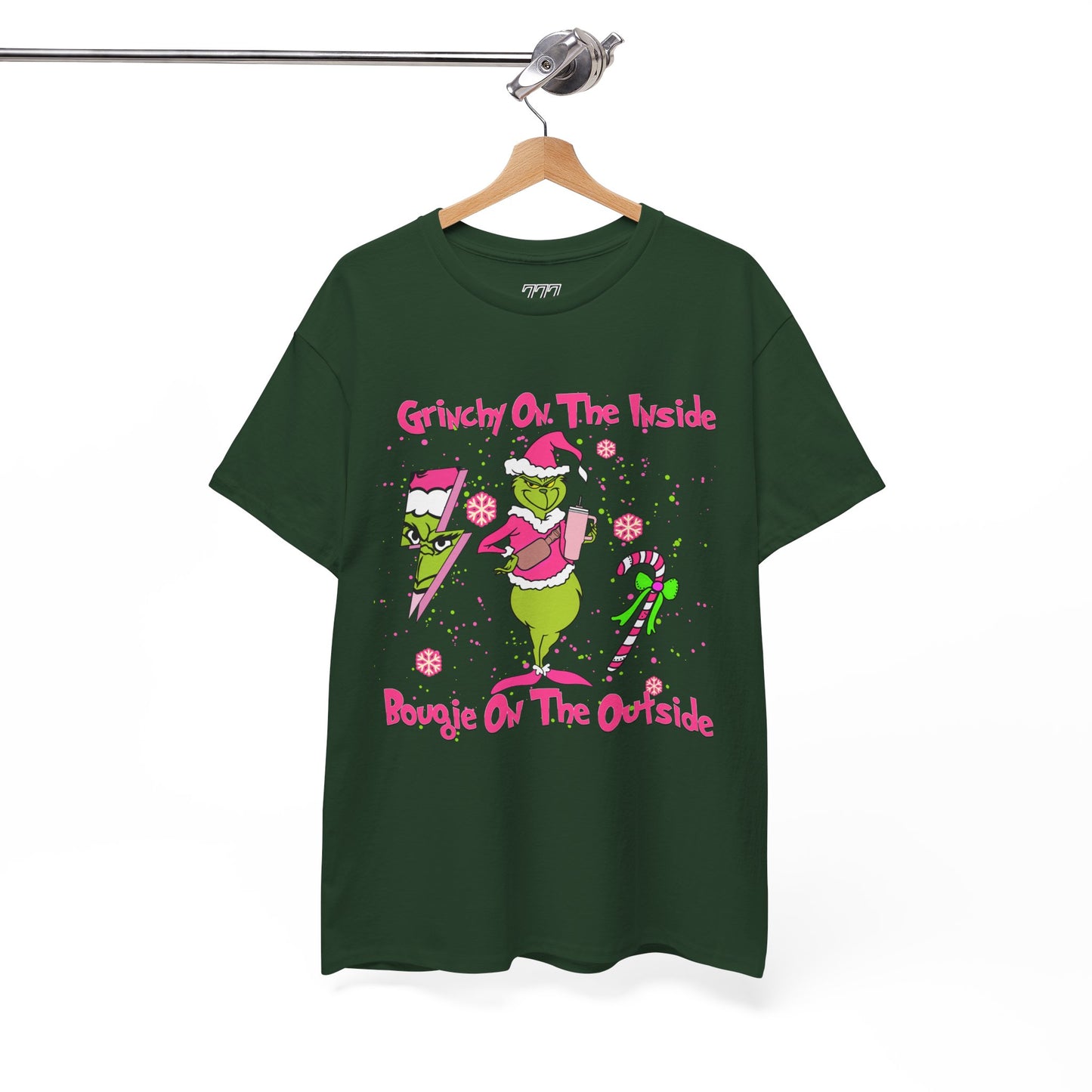 Grinchy On The Inside, Bougie On The Outside Unisex Heavy Cotton T-Shirt - Funny Holiday Tee