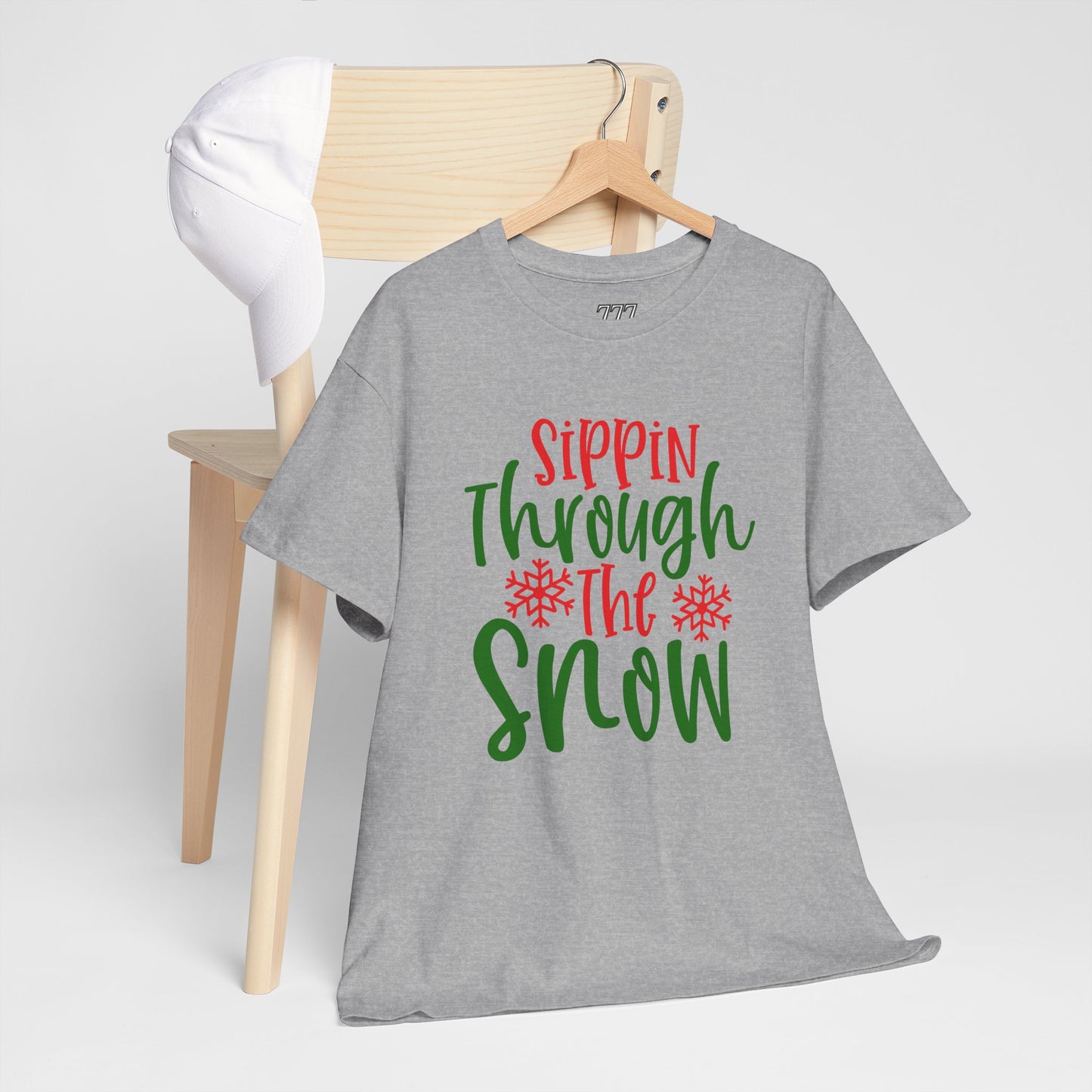 Sippin’ Through The Snow T-Shirt – Festive Holiday Beverage Unisex Heavy Cotton Tee