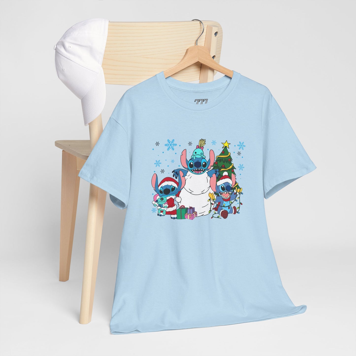 Stitch Christmas Vibes T-Shirt – Cute Holiday Trio Unisex Heavy Cotton Tee