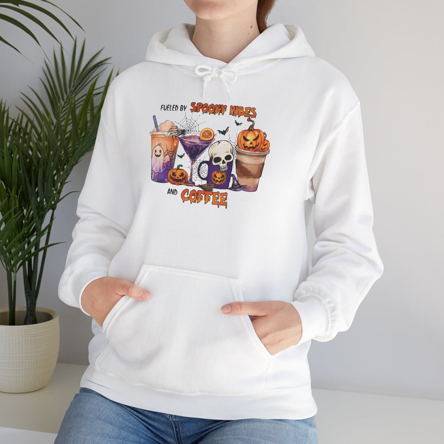Fueled By Spooky Vibes And Coffee Unisex Heavy Blend Hoodie