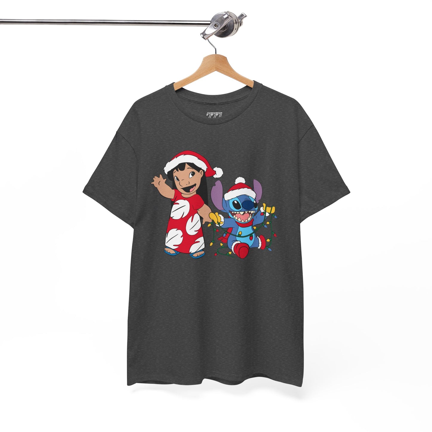 Island Holiday Duo T-Shirt – Festive Blue Alien & Girl Graphic Tee