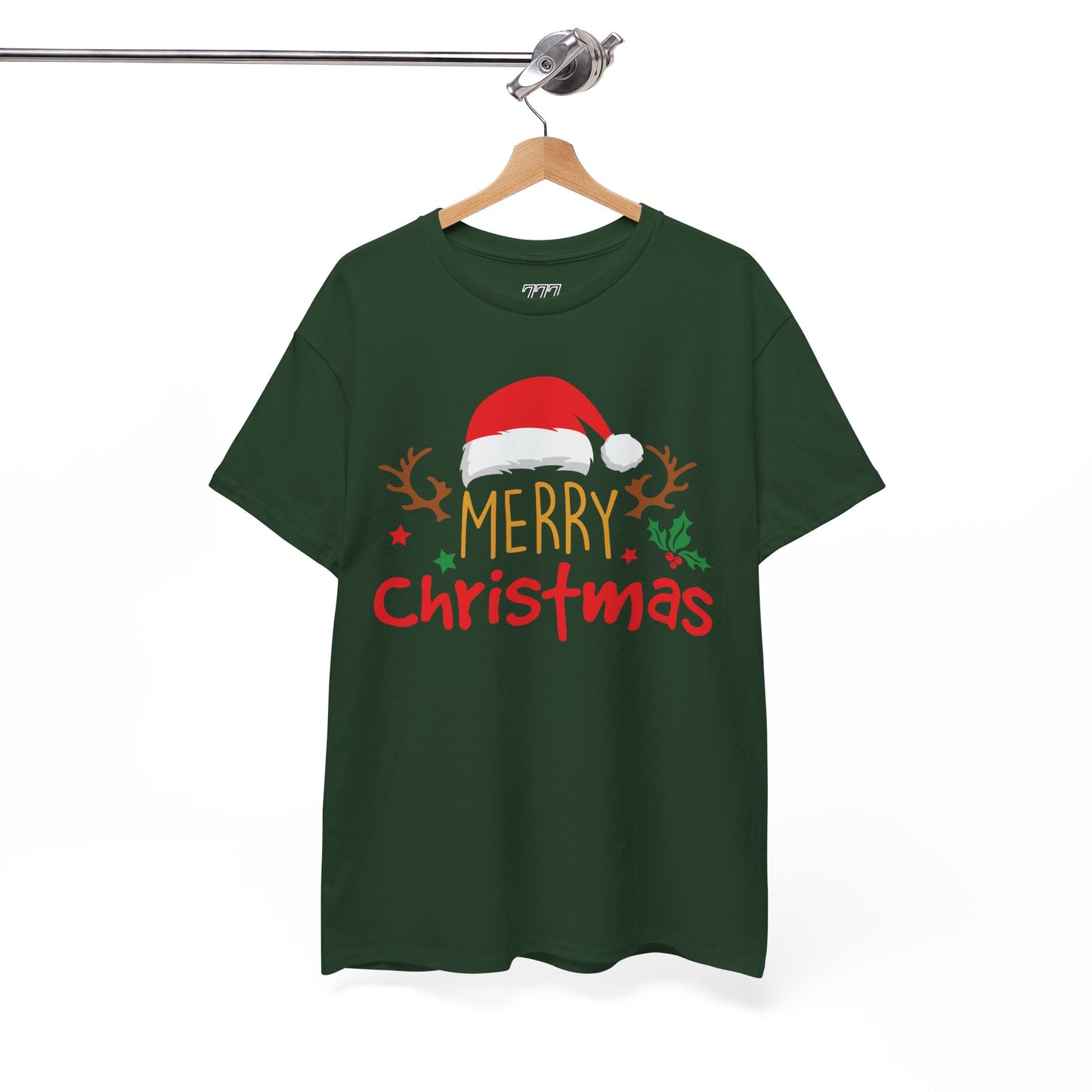Merry Christmas Reindeer Unisex T-Shirt – Santa Hat Holiday Graphic Tee, Festive Xmas Shirt