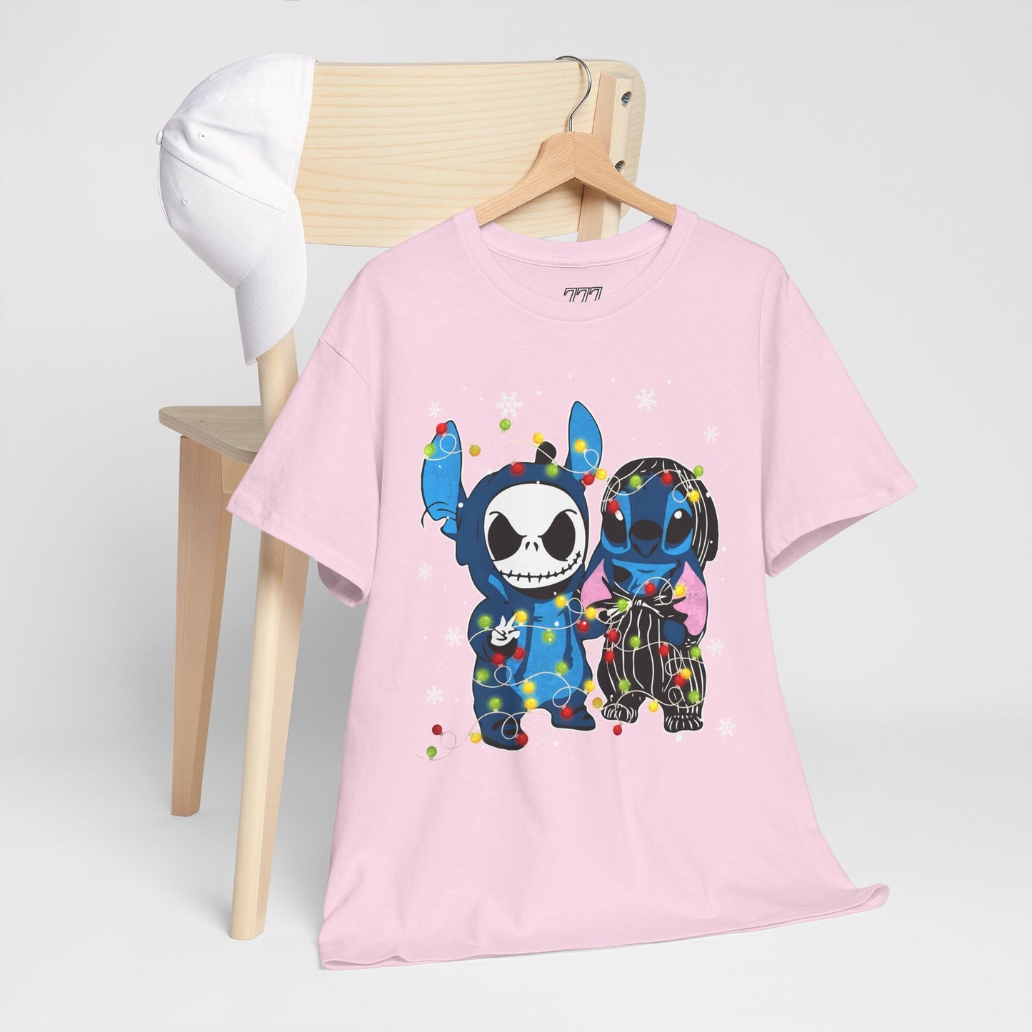 Cute Holiday Duo Christmas Unisex Heavy Cotton T-Shirt – Cartoon Alien & Skeleton Festive Tee