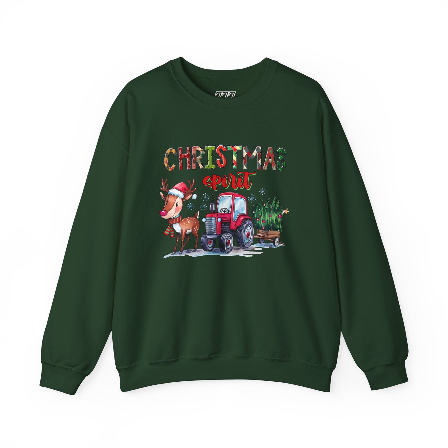 Christmas Spirit Unisex Heavy Blend Crewneck Sweatshirt – Cute Reindeer & Red Tractor Holiday Sweater