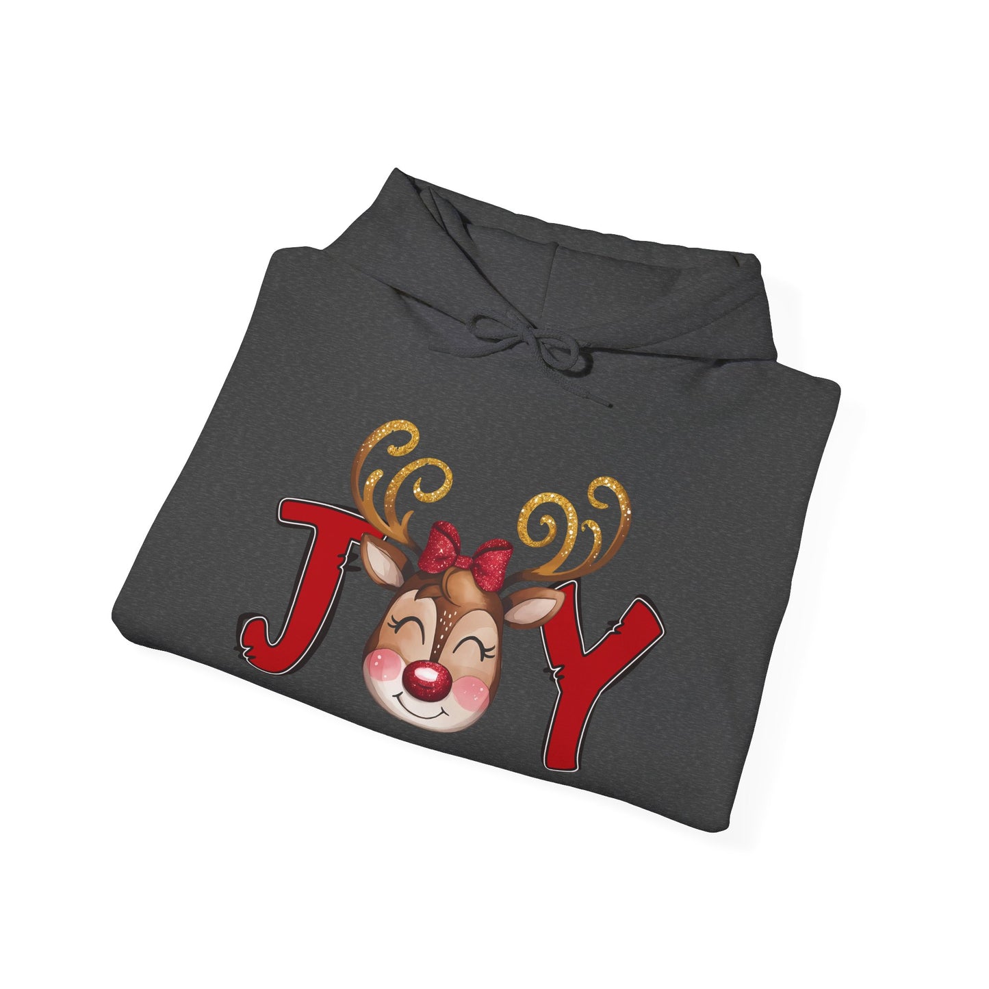 Reindeer Joy Women’s Christmas Hoodie – Cute Holiday Reindeer Heavy Blend Hooded Sweatshirt