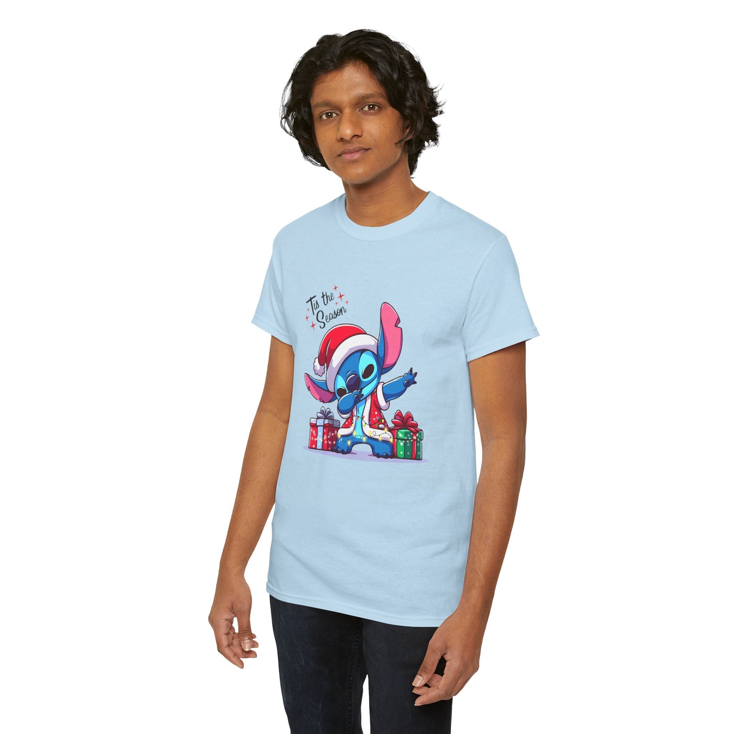 Tis the Season Blue Alien Christmas T-Shirt – Cute Holiday Unisex Heavy Cotton Tee