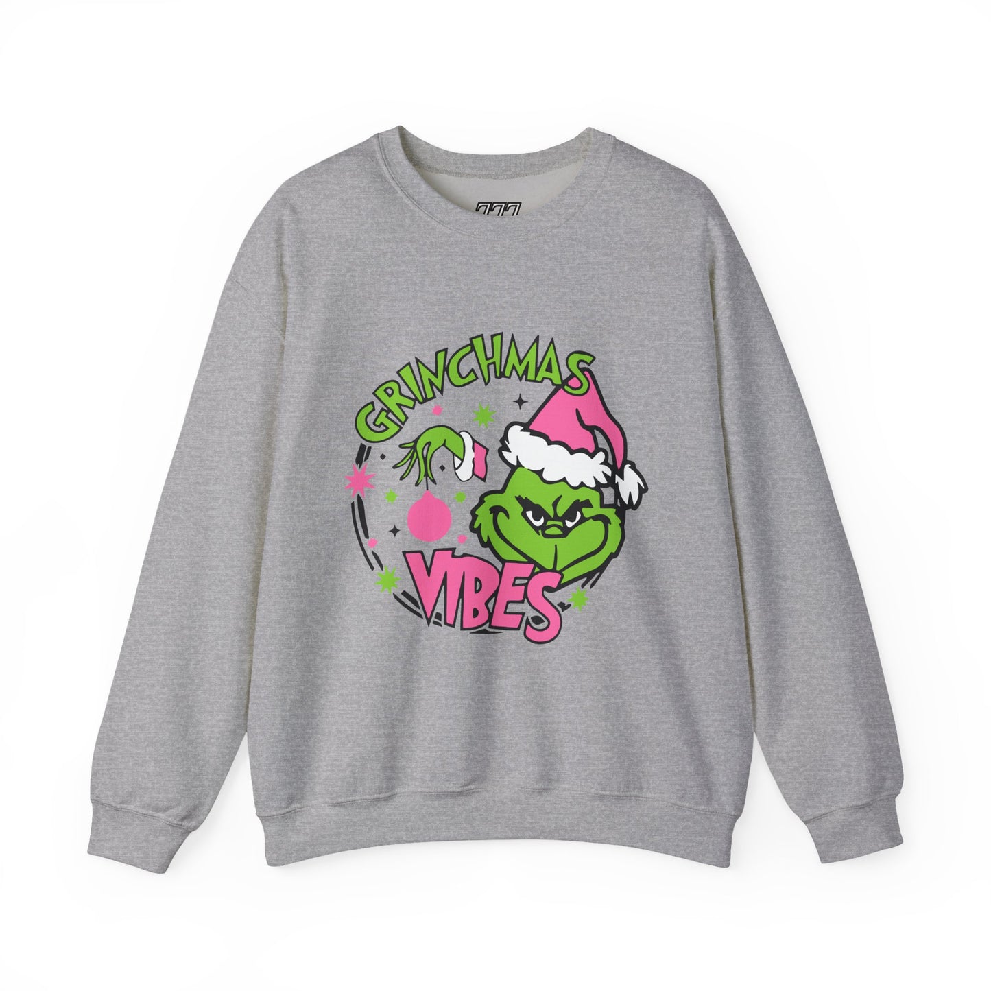 Grinchmas Vibes Funny Christmas Grinch-Inspired Holiday Sweatshirt – Pink Santa Festive Unisex Heavy Blend Crewneck