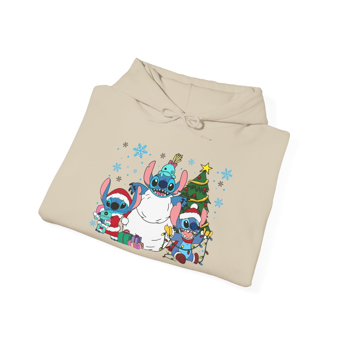 Stitch Christmas Vibes Hoodie – Cute Holiday Trio Unisex Heavy Blend Sweatshirt