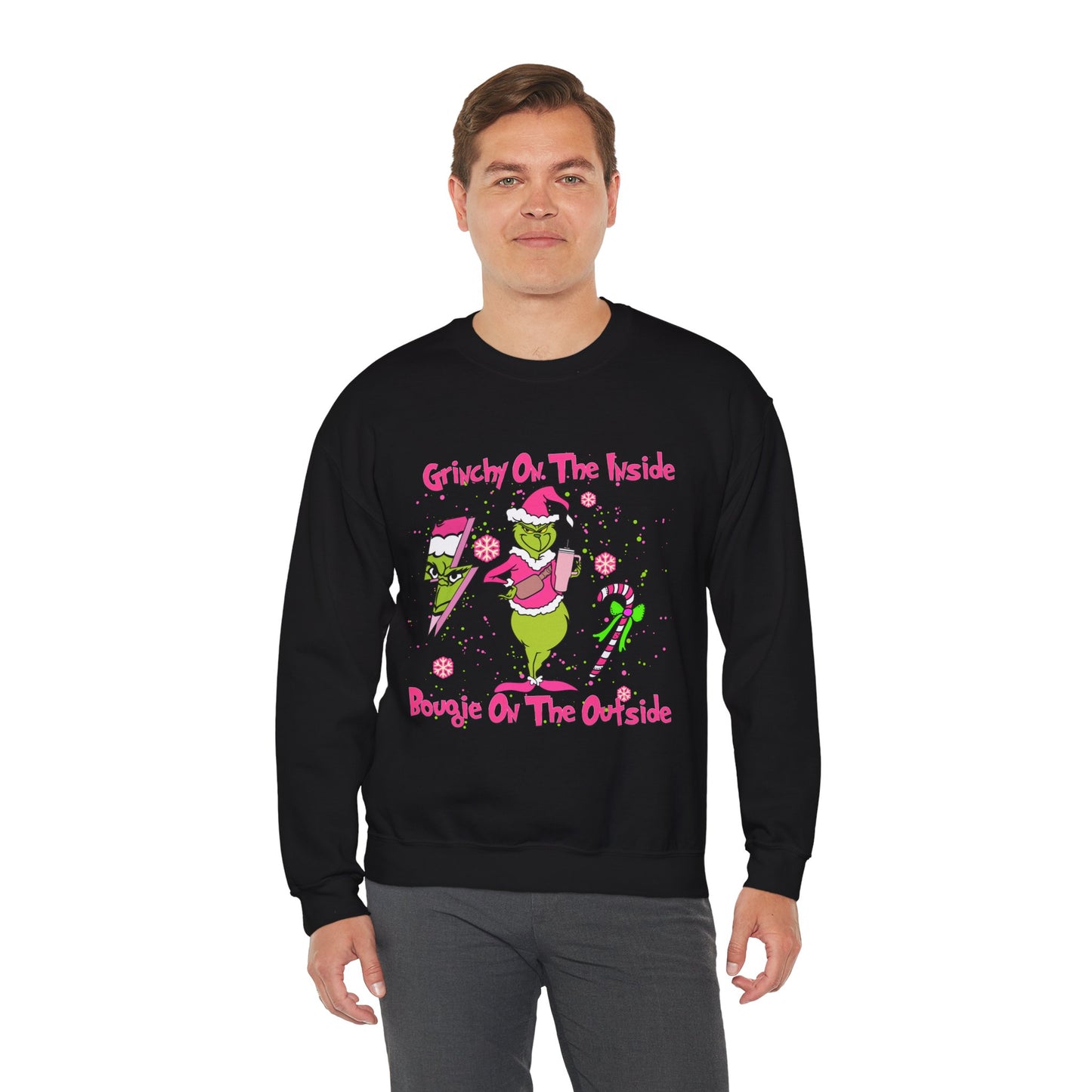 Grinchy On The Inside, Bougie On The Outside Unisex Heavy Blend Crewneck Sweatshirt
