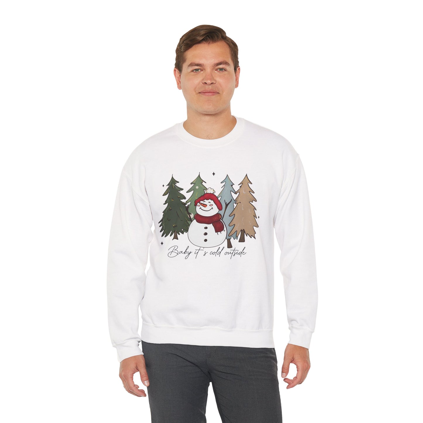 Baby It’s Cold Outside Snowman Christmas Sweatshirt – Cozy Winter Aesthetic Holiday Unisex Heavy Blend Crewneck