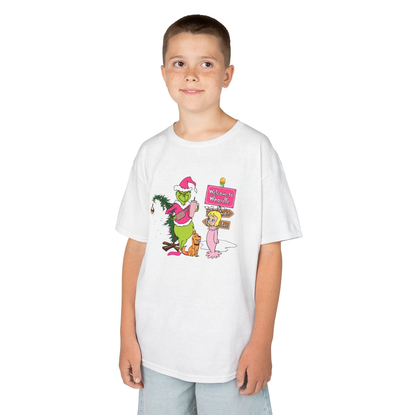 Welcome to Merryville Kids Christmas T-Shirt – Cute Green Holiday Creature Tee