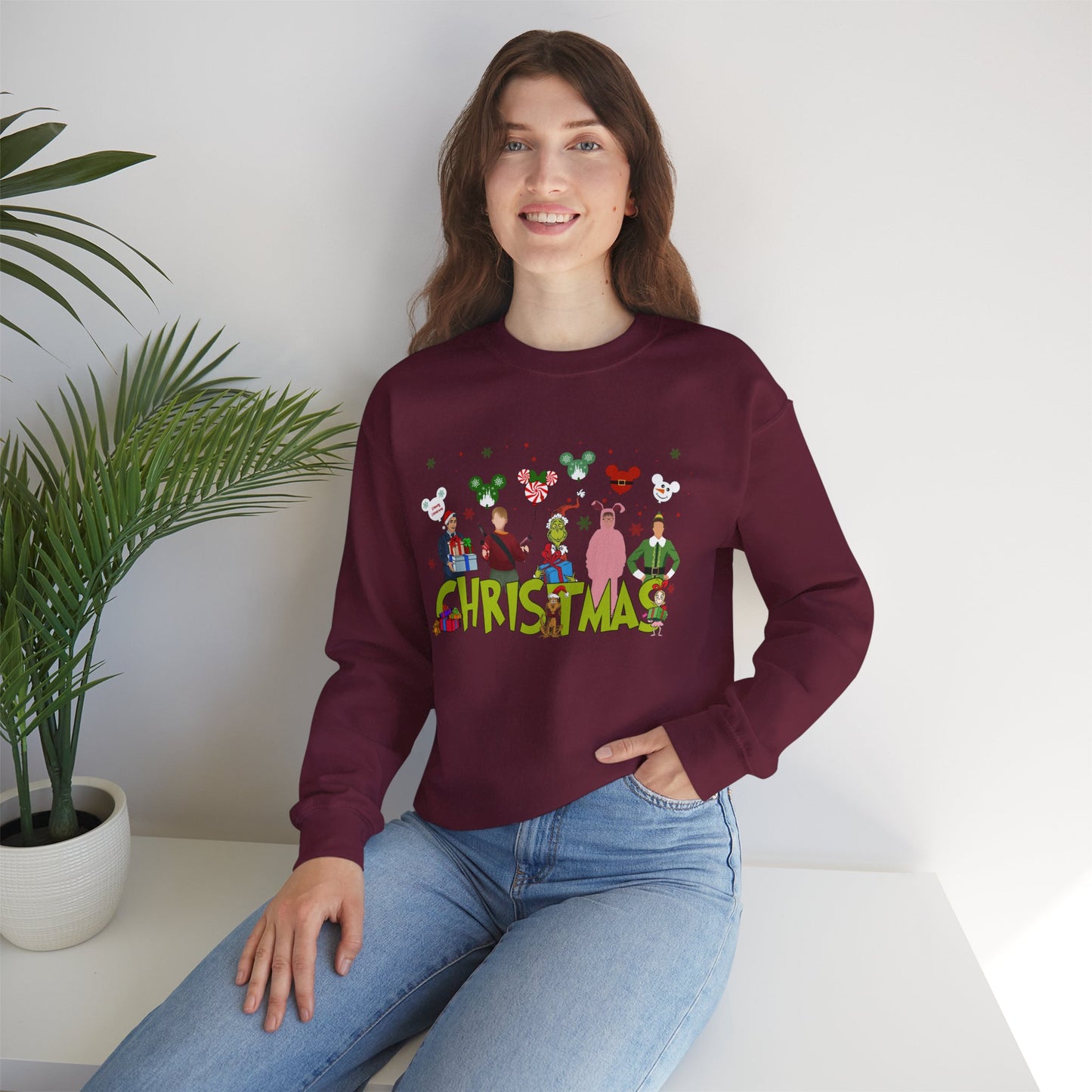 Christmas Character Squad Sweatshirt – Cute Festive Holiday Characters Unisex Heavy Blend Crewneck