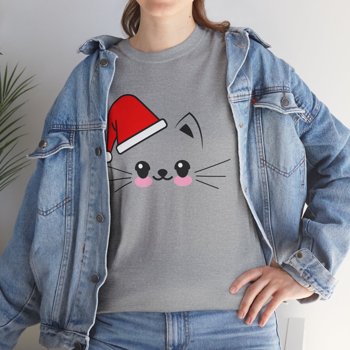 Cat Santa Christmas T-Shirt – Cute Kawaii Cat Holiday Tee (Unisex)