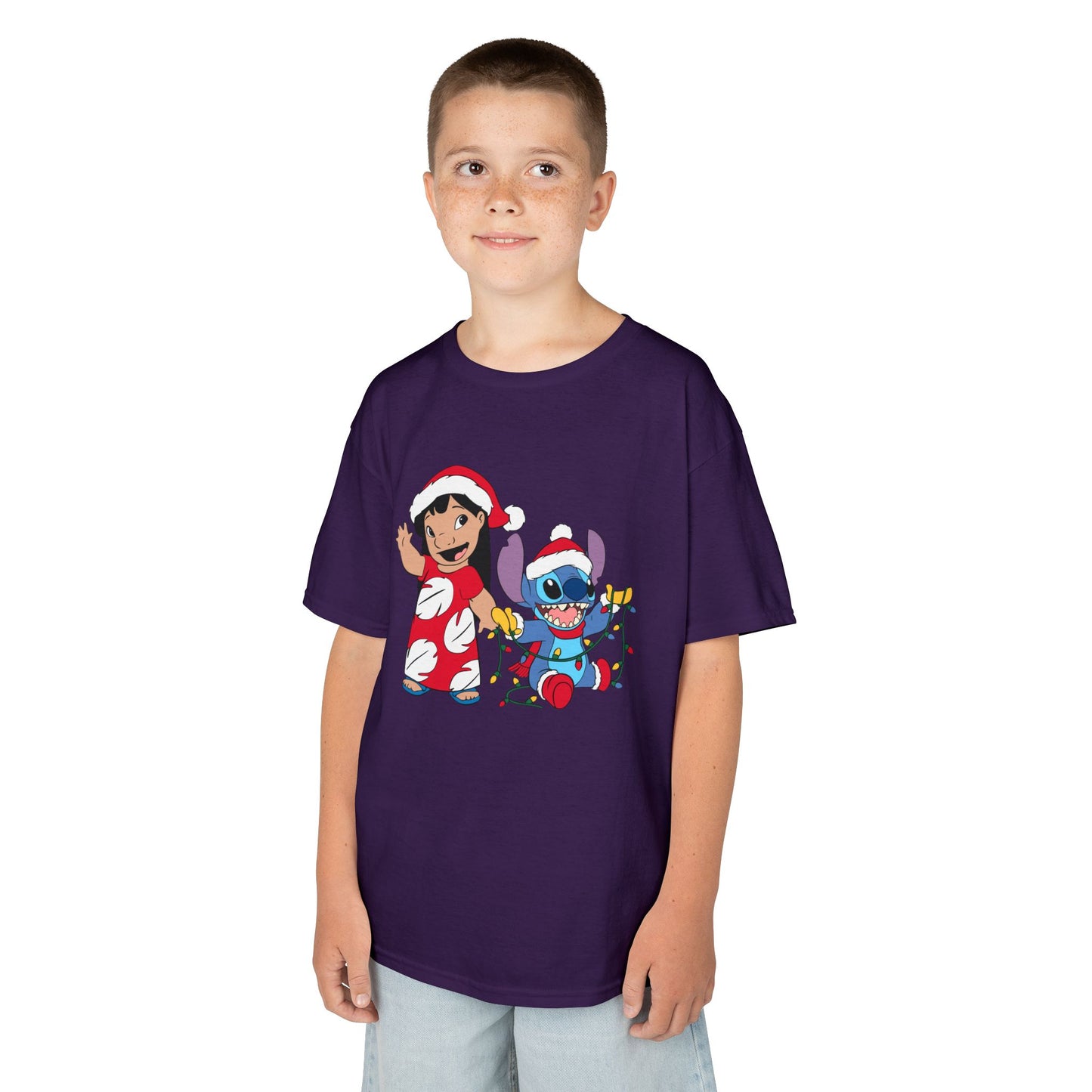 Island Holiday Duo Kids Christmas T-Shirt – Festive Blue Alien & Girl Holiday Tee