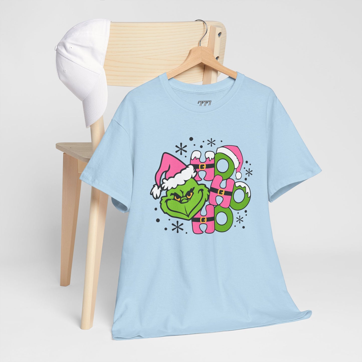 HO HO HO Funny Christmas Grinch-Inspired Holiday Tee – Cute Pink Santa Unisex Heavy Cotton T-Shirt