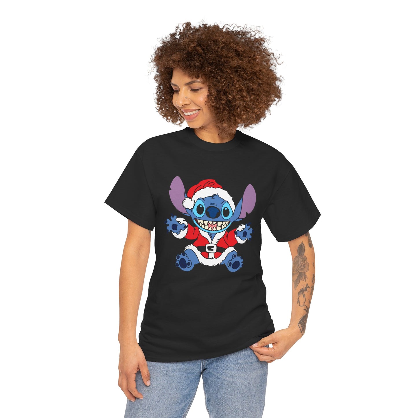 Alien Santa Christmas T-Shirt – Cute Blue Alien Holiday Graphic Tee (Unisex)