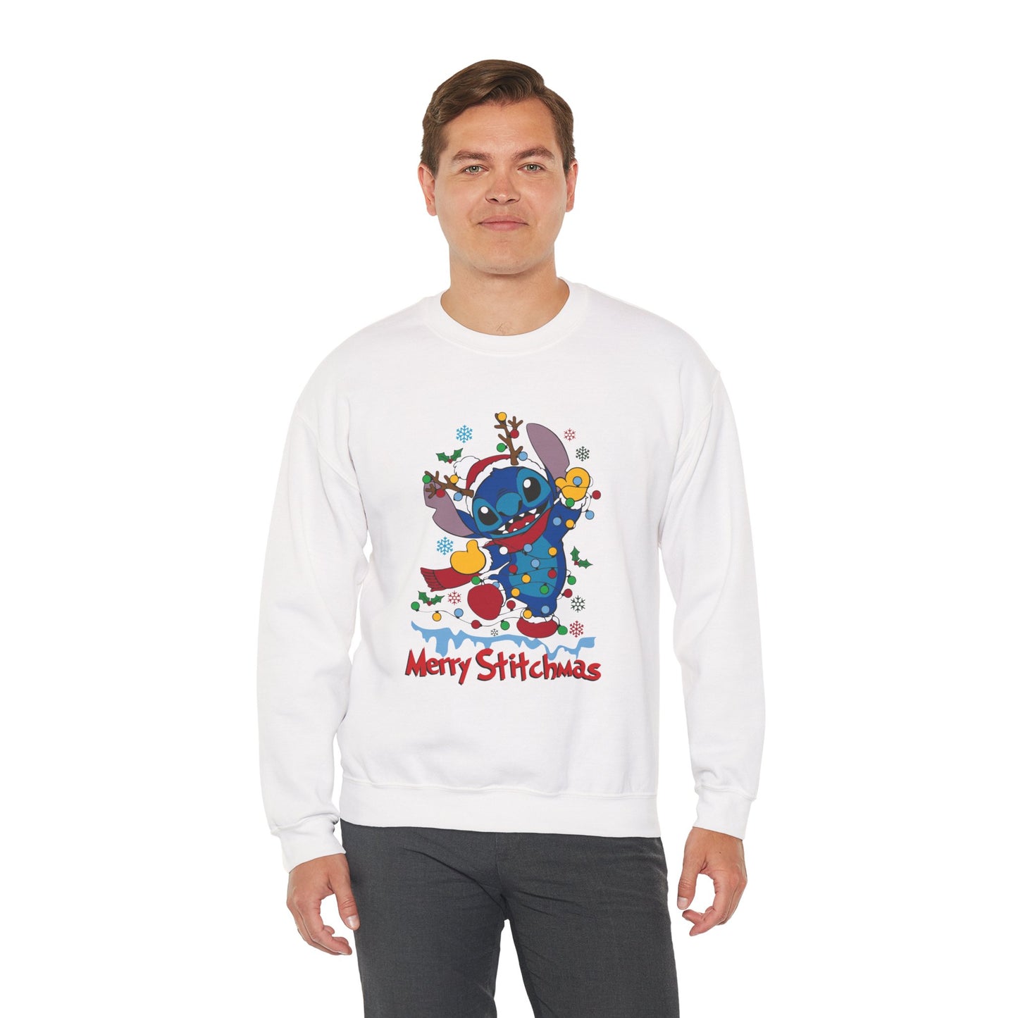 Merry Stitchmas Sweatshirt – Cute Holiday Alien Unisex Heavy Blend Crewneck