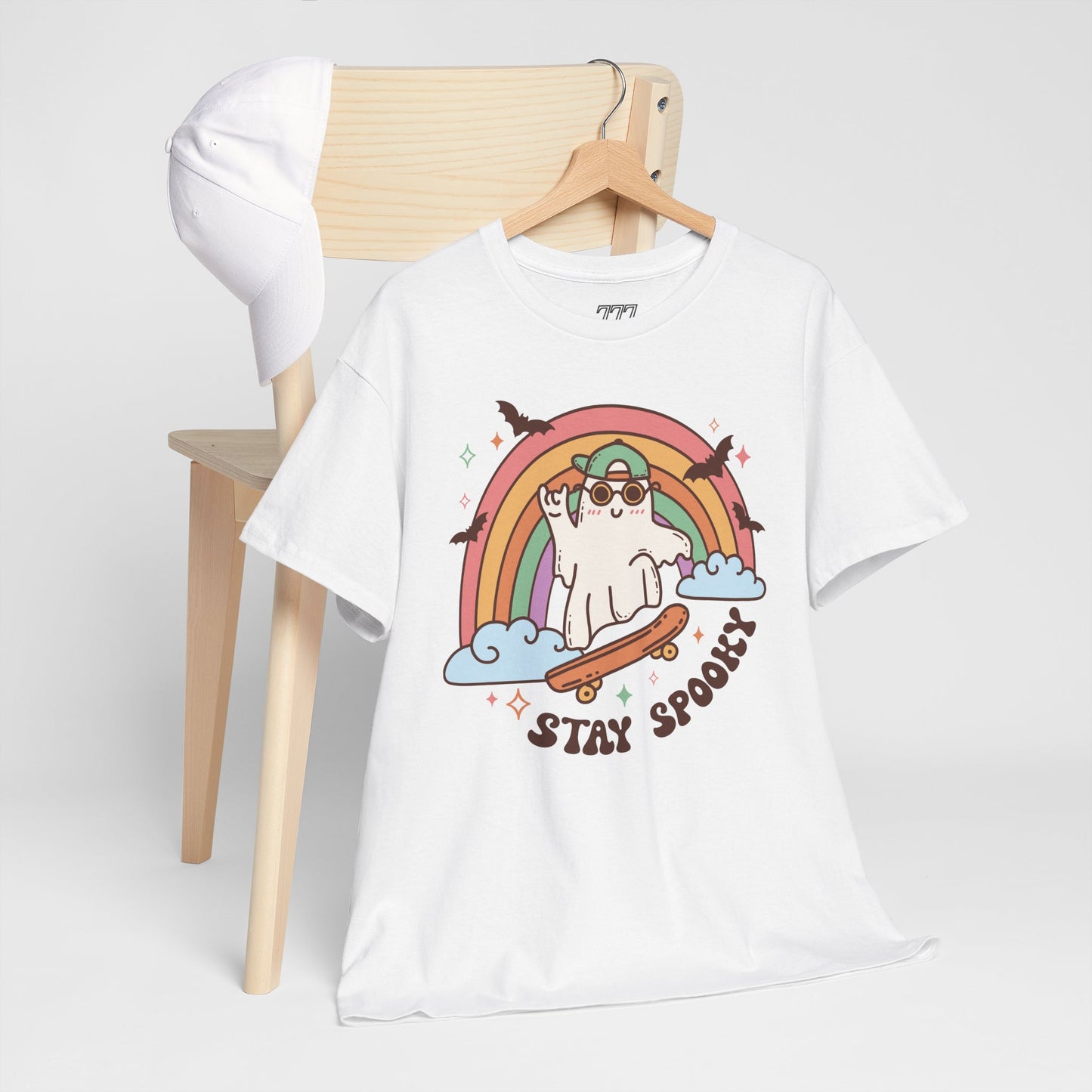 Stay Spooky Ghost Skater Unisex Heavy Cotton T-Shirt