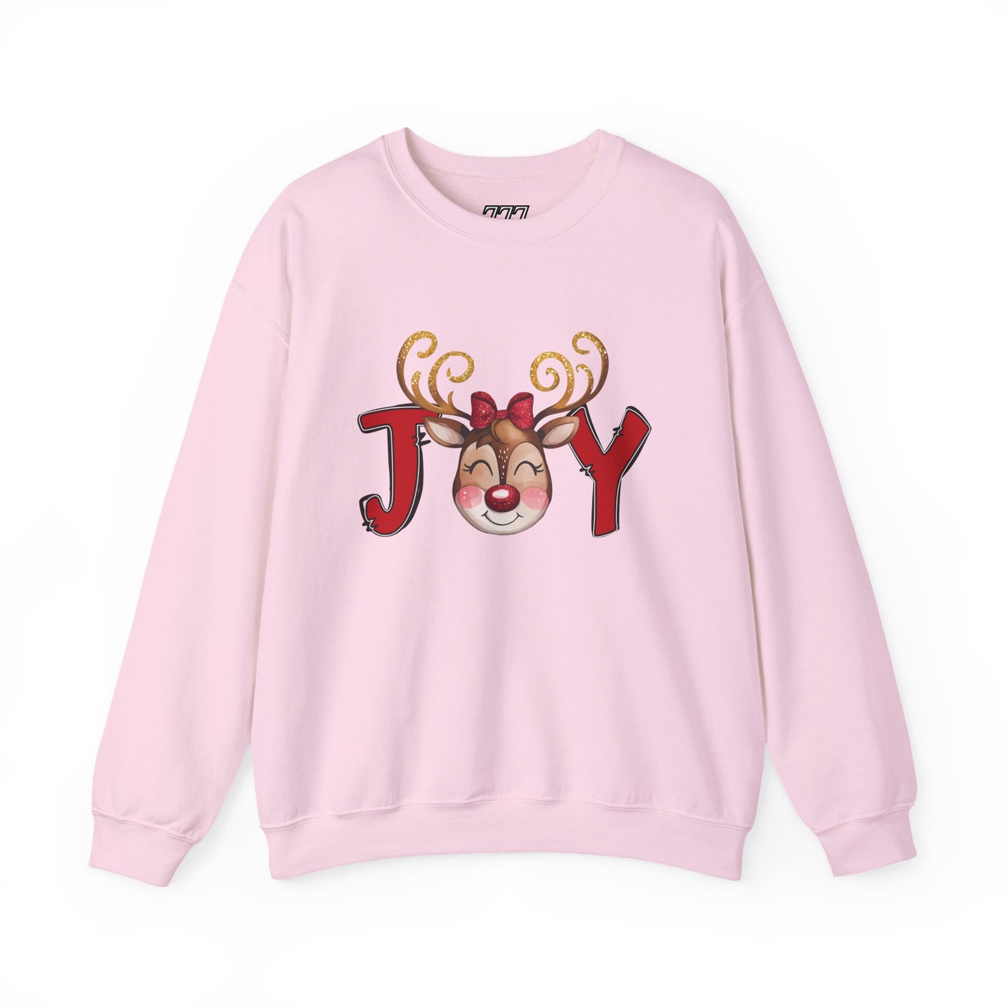 Reindeer Joy Women’s Christmas Crewneck Sweatshirt – Cute Holiday Reindeer Heavy Blend Sweater