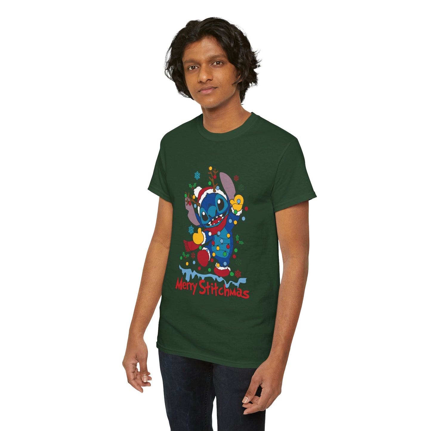 Merry Stitchmas T-Shirt – Cute Holiday Alien Unisex Heavy Cotton Tee