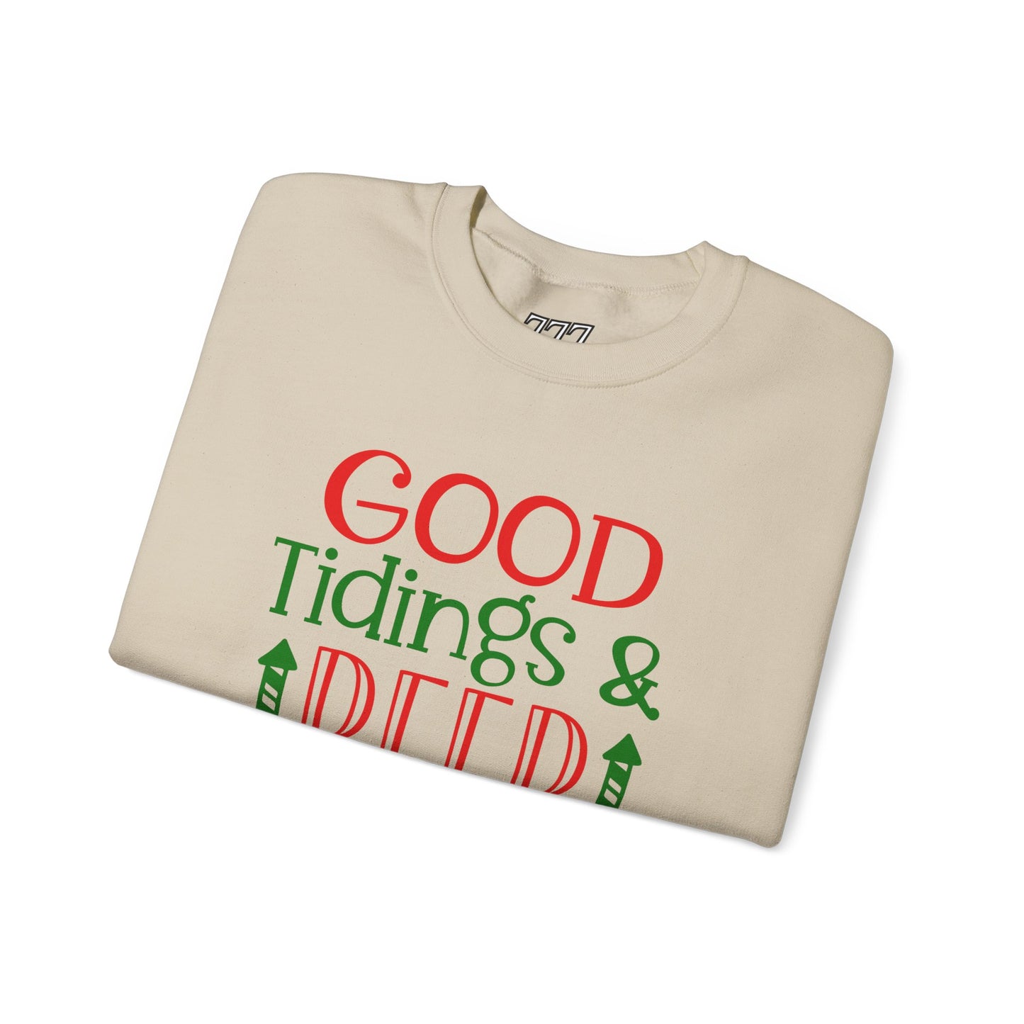 Good Tidings & Beer Sweatshirt – Funny Christmas Drinking Unisex Heavy Blend Crewneck
