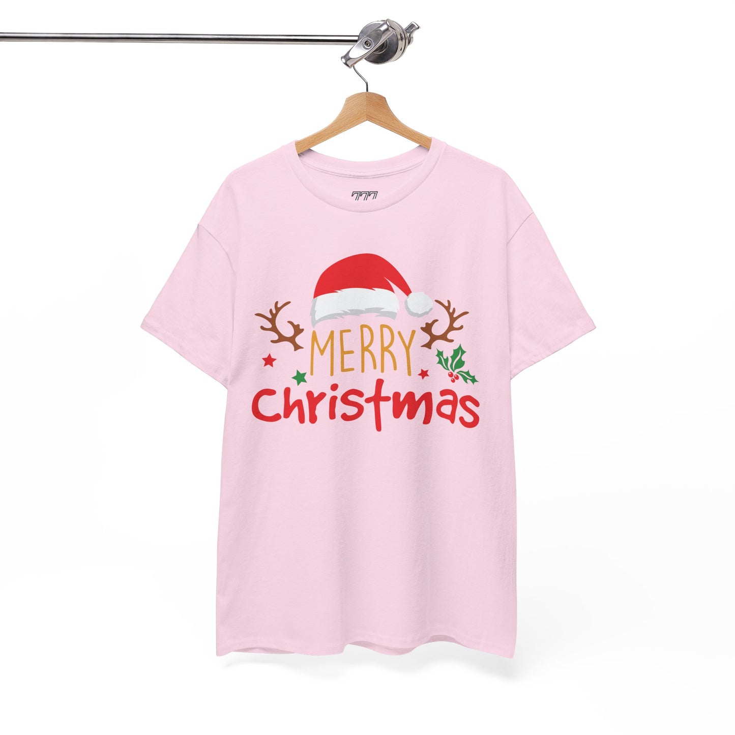 Merry Christmas Reindeer Unisex T-Shirt – Santa Hat Holiday Graphic Tee, Festive Xmas Shirt