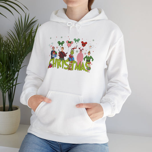 Christmas Character Squad Hoodie – Cute Festive Holiday Characters Unisex Heavy Blend Hooded Sweatshirt
