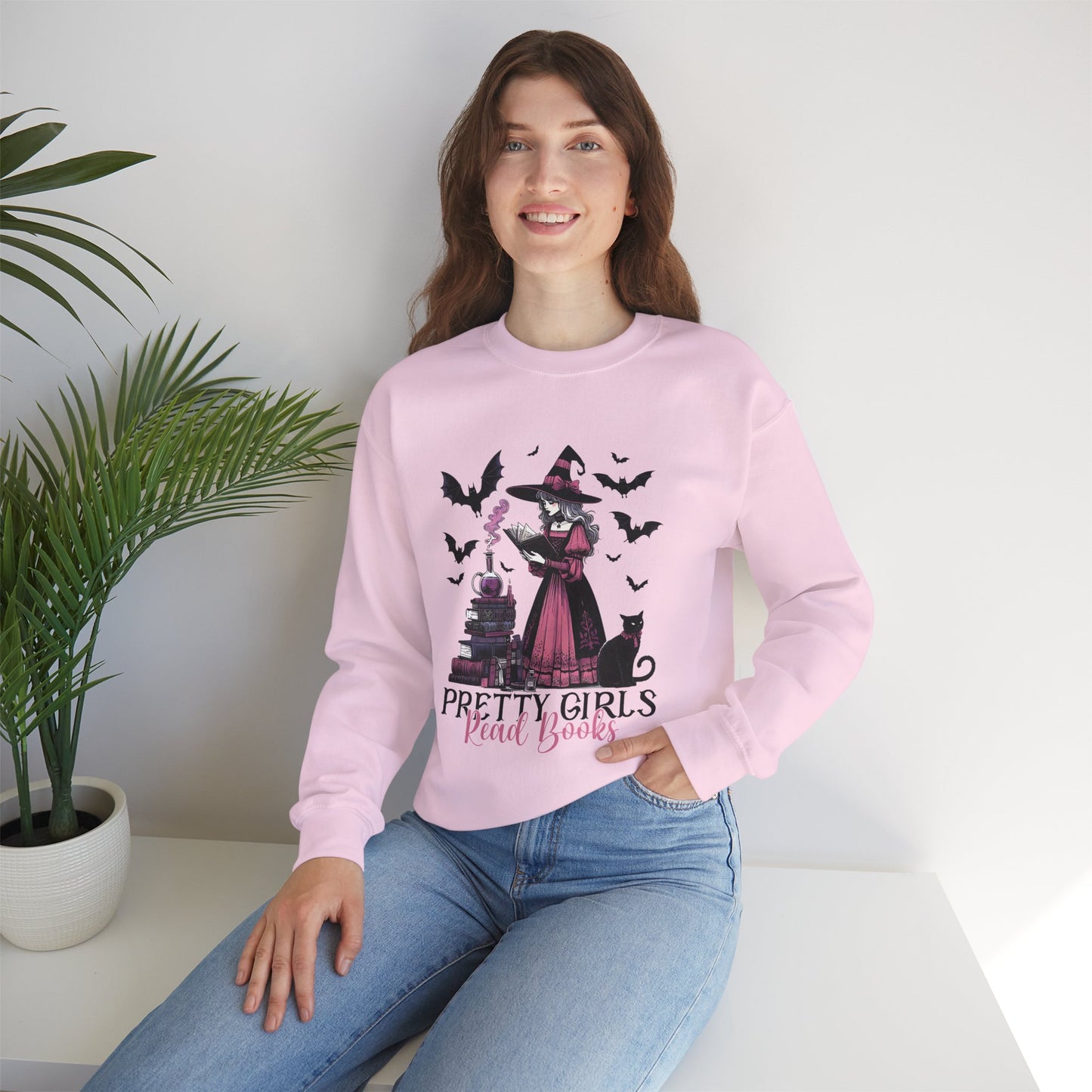 Pretty Girls Read Books Women's Heavy Blend Crewneck Sweatshirt