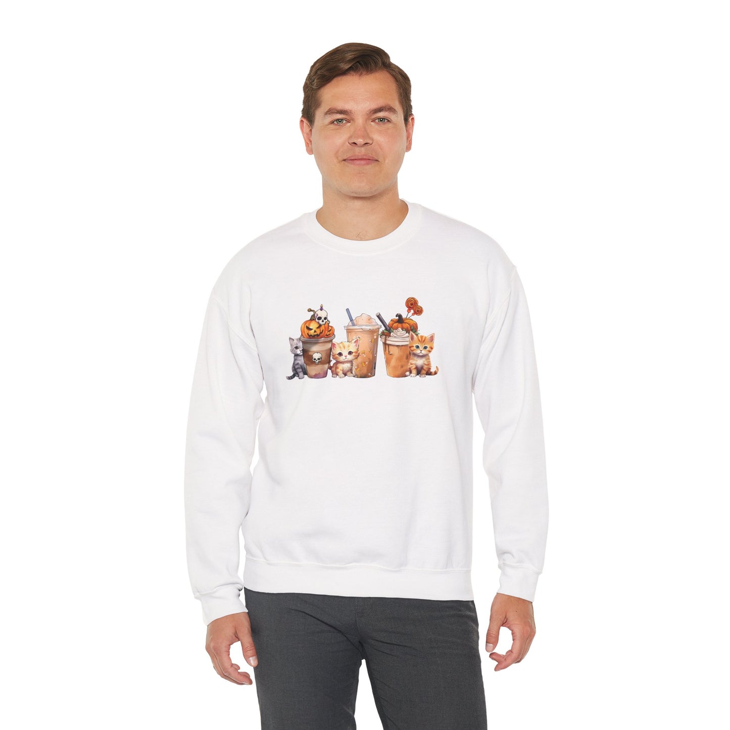 Coffee & Cats Unisex Heavy Blend Crewneck Sweatshirt