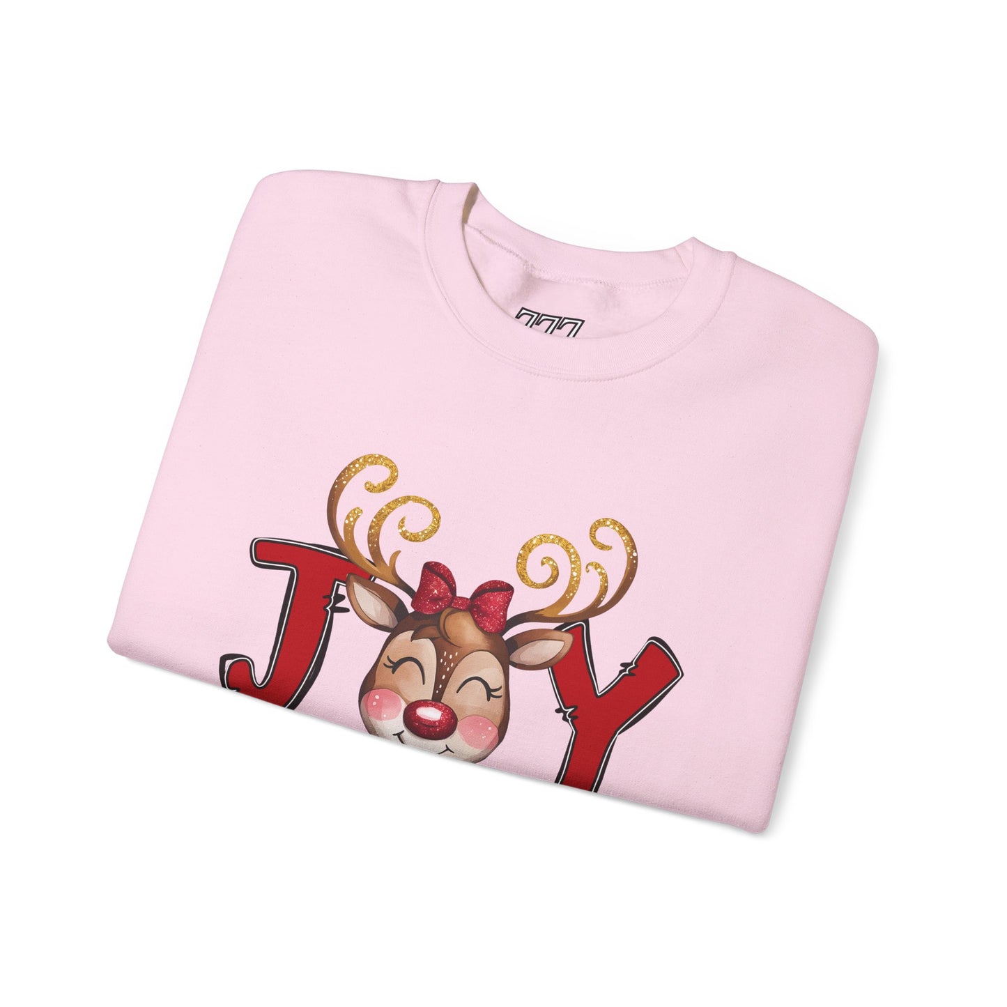 Reindeer Joy Women’s Christmas Crewneck Sweatshirt – Cute Holiday Reindeer Heavy Blend Sweater