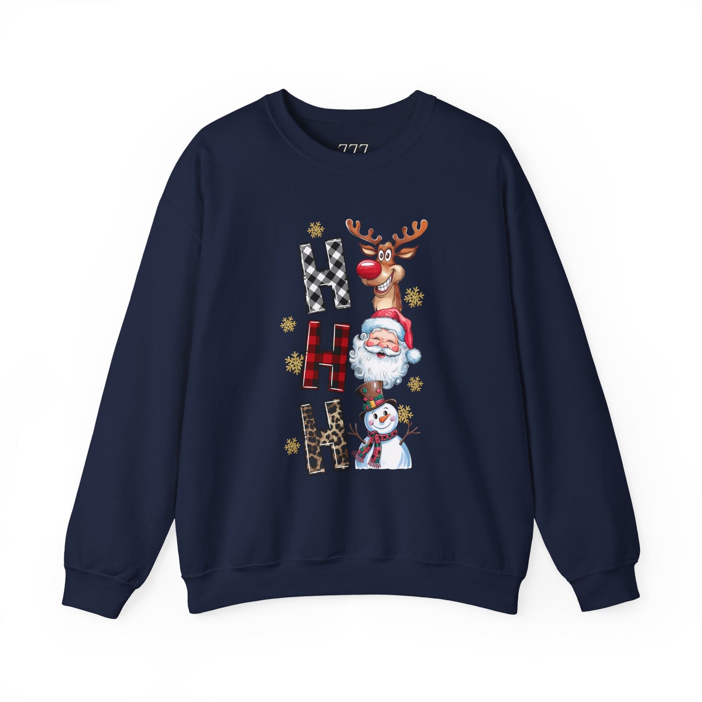 HO HO HO Christmas Unisex Heavy Blend Crewneck Sweatshirt – Santa, Reindeer & Snowman Holiday Sweater