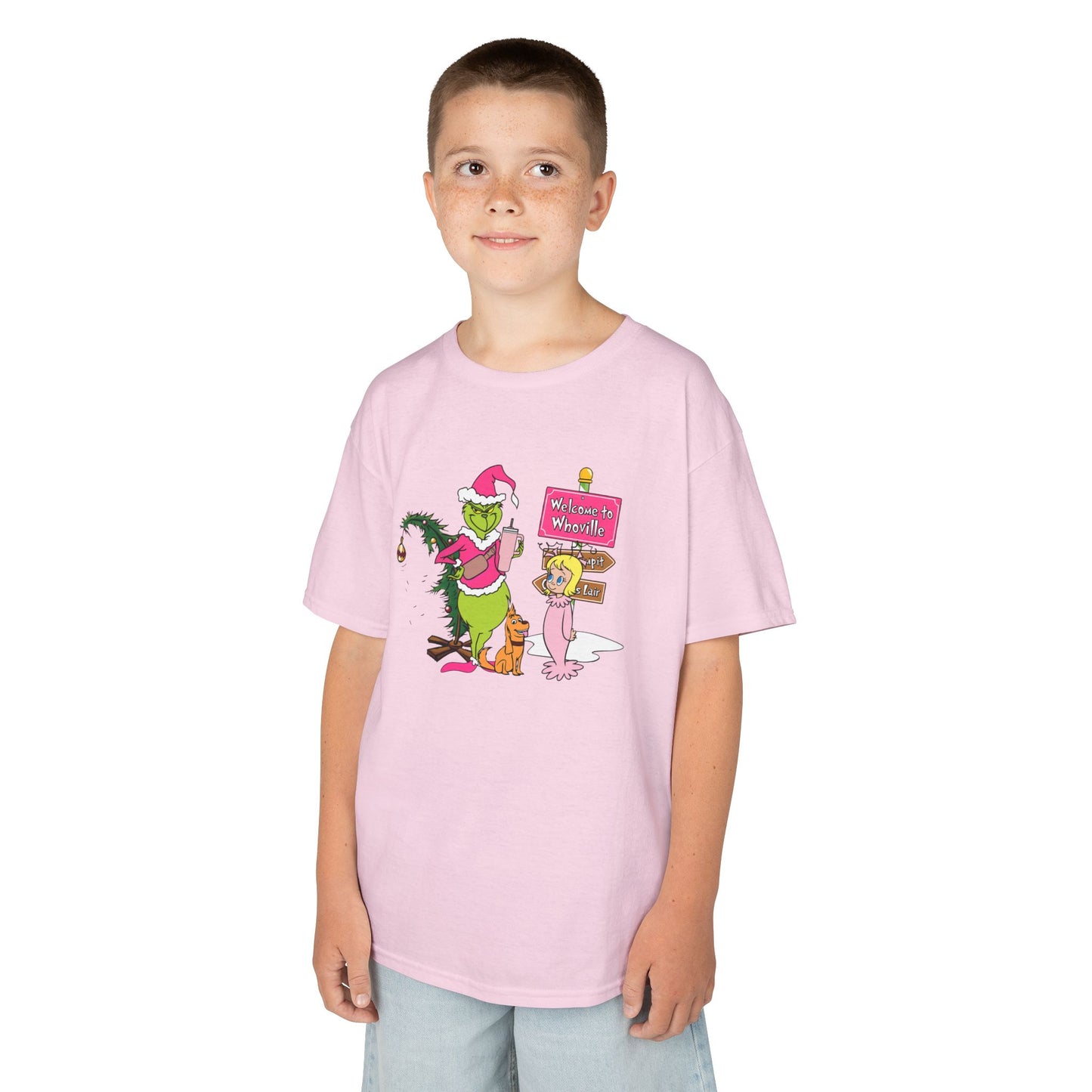 Welcome to Merryville Kids Christmas T-Shirt – Cute Green Holiday Creature Tee