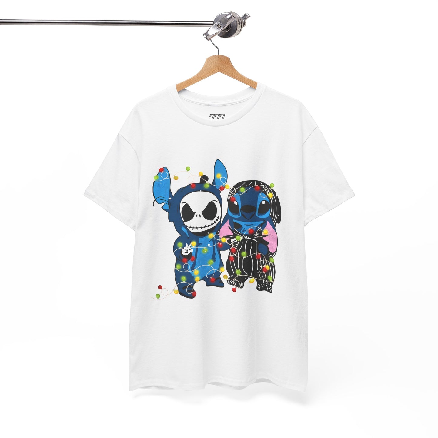 Cute Holiday Duo Christmas Unisex Heavy Cotton T-Shirt – Cartoon Alien & Skeleton Festive Tee
