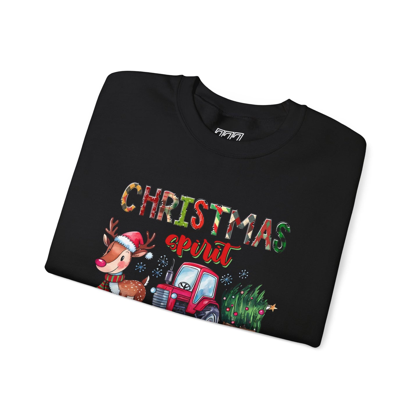 Christmas Spirit Unisex Heavy Blend Crewneck Sweatshirt – Cute Reindeer & Red Tractor Holiday Sweater