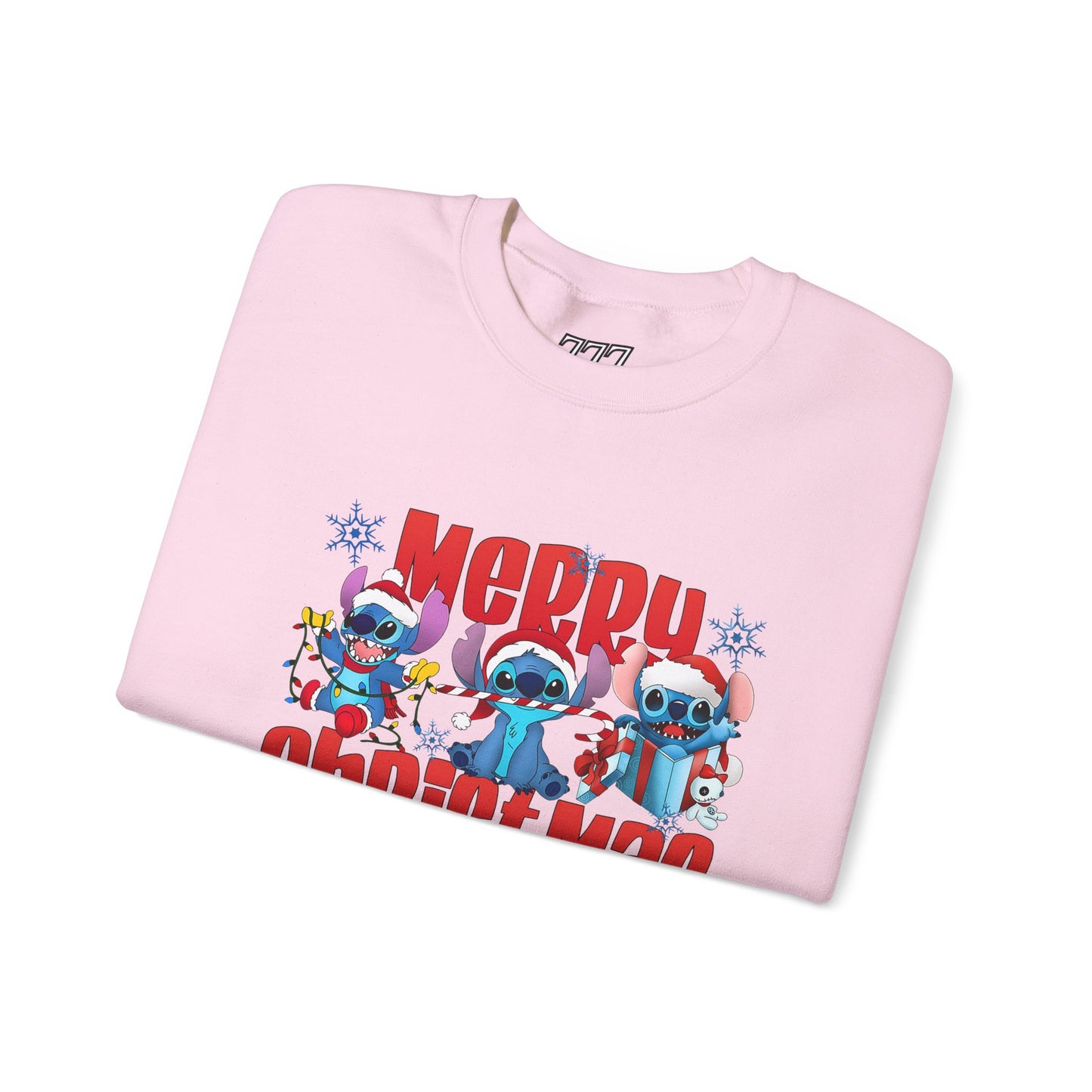 Merry Christmas Unisex Heavy Blend Crewneck Sweatshirt – Cute Blue Holiday Characters Sweater