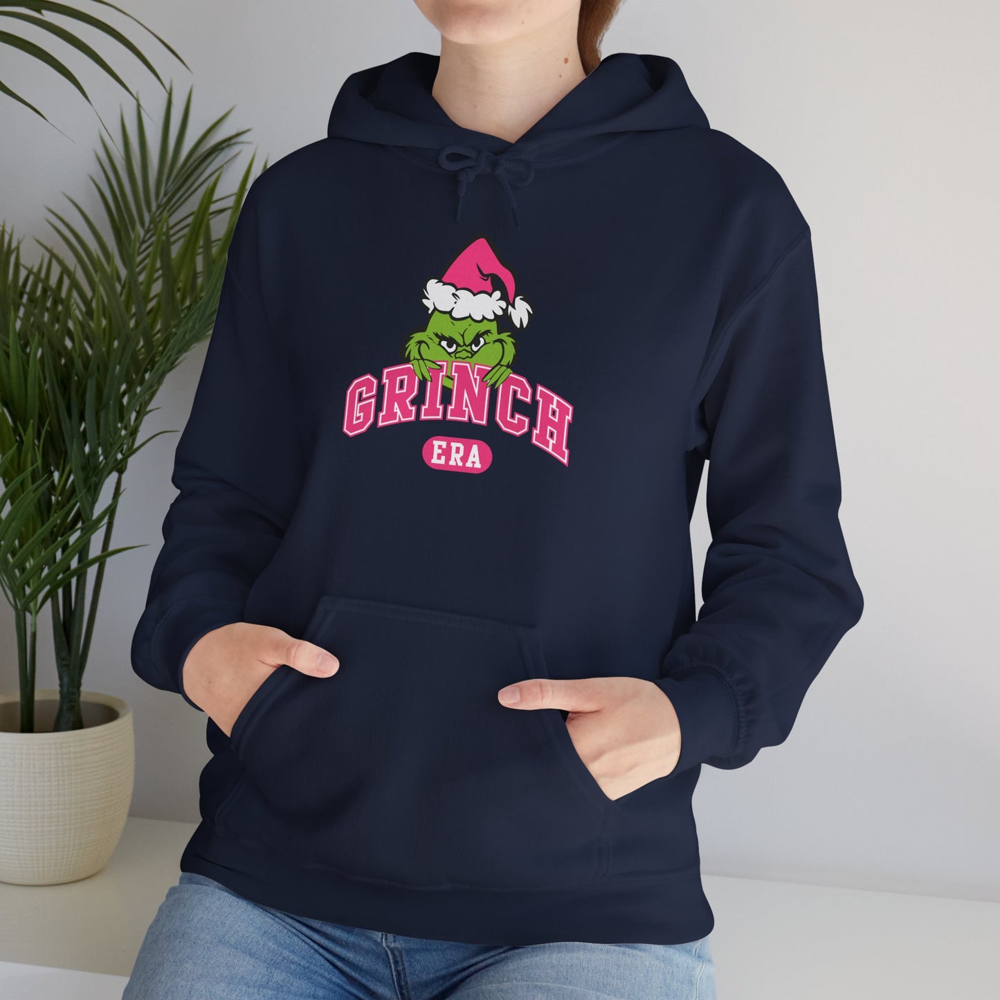 Grinch Era Christmas Hoodie – Cozy Pink Santa Grinch Graphic Hoodie (Unisex)